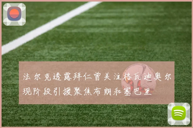 法尔克透露拜仁曾关注格瓦迪奥尔现阶段引援聚焦布朗和塞巴里